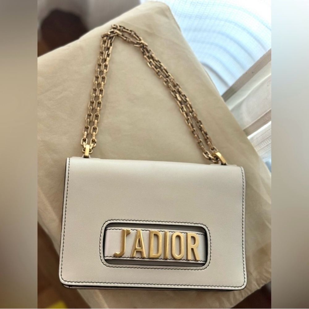Christian Dior J’Adiore Calf Leather & Gold Chain Flap Shoulder Bag